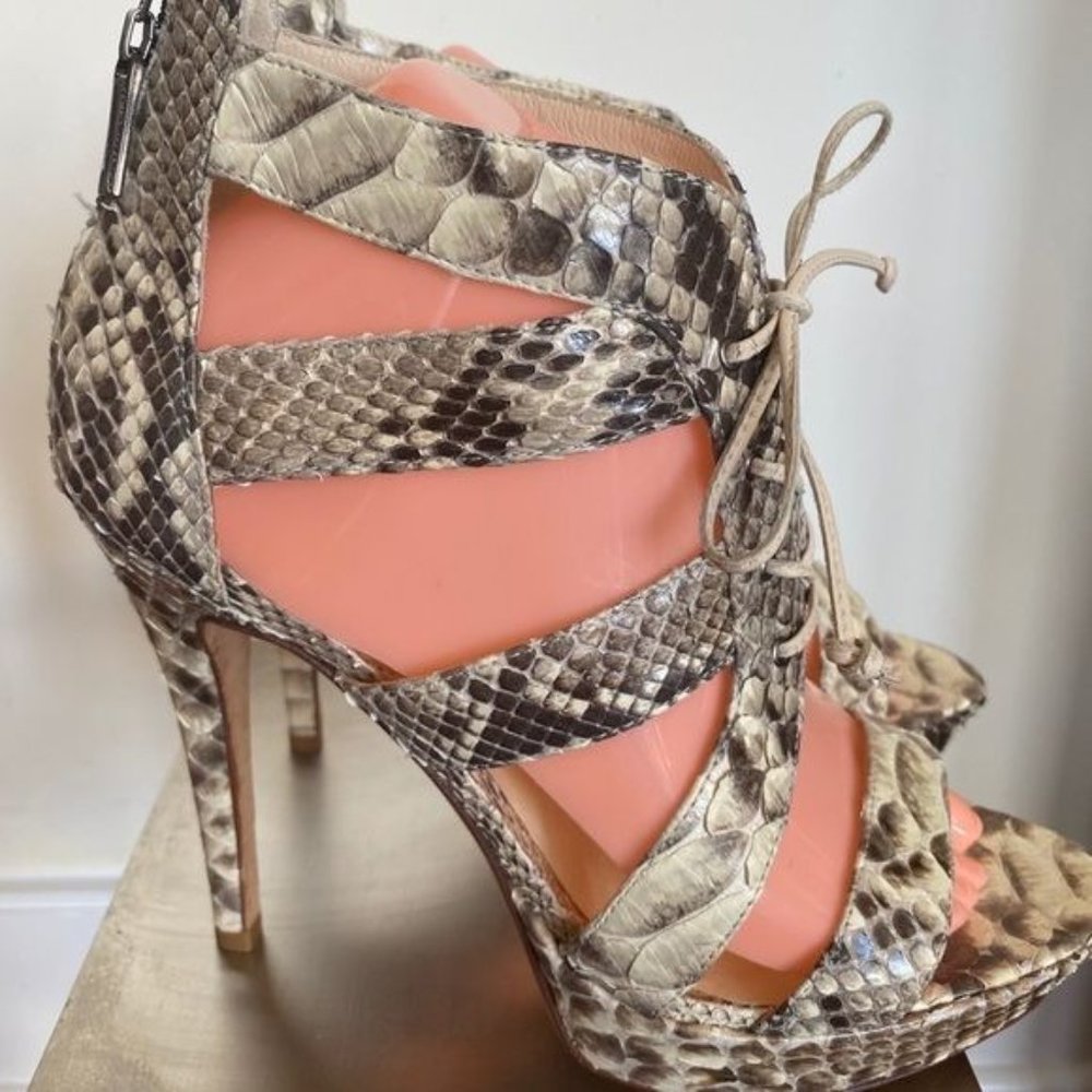 Alexandre Birman Platform Pump Python Cage Gladia… - image 3